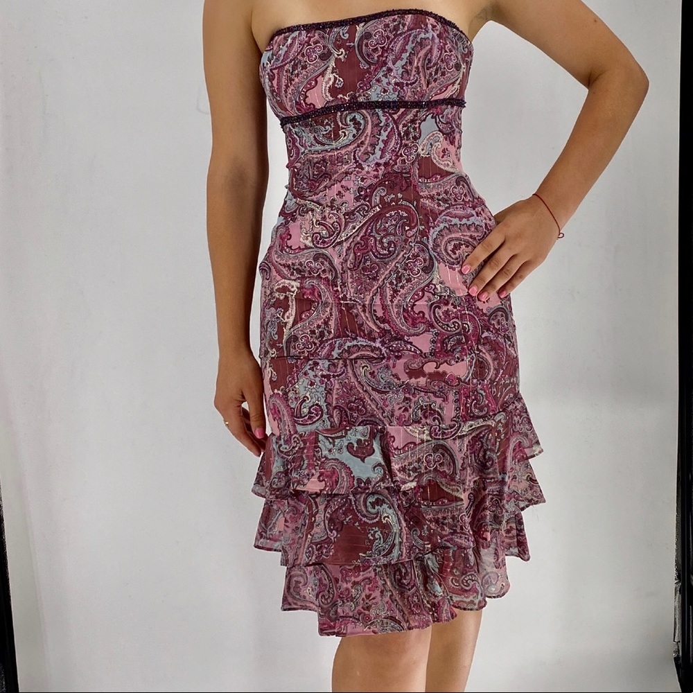 ABS by Allen Schwartz Strapless MIDI Bow Dress NWT